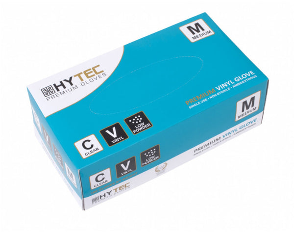 Hytec Clear Vinyl Disposable Gloves - Low Powder (100pc / 10 packs)