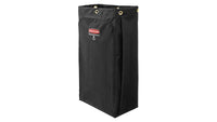 90L EXECUTIVE CANVAS BAG FOR HIGH CAPACITY JANITORIAL CLEANING CARTS, VINYL LINING, BLACK